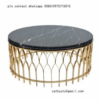 Titanium Gold Plated Stainless Steel Glass Coffee Table Metal Base