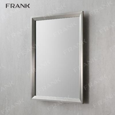 Silver Acrylic Frame Bathroom Mirror Glass Custom Light