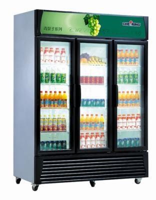 Junjian Cheering Commercial Three Glass Door Vertical Freezer for Supermarket Showcase