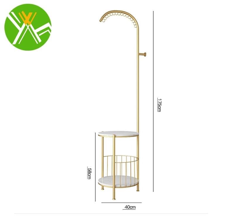 Gold Shop Fitting Popular Design Stainless Steel Clothing Display Stand Shelf Hanging Rail Rack with LED