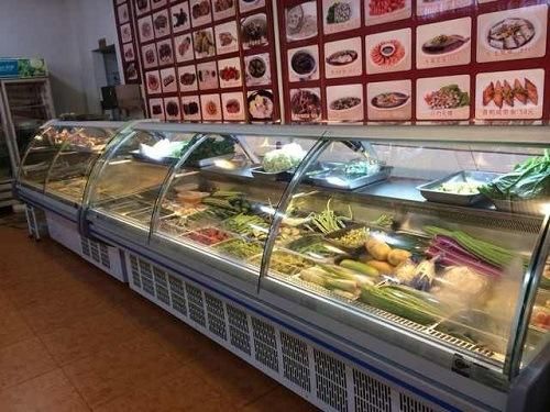 Dishes Showcase Supermarket Refrigerated Meat Showcase