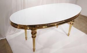 Luxury Dubai Hotel Long Oval Stainless Steel Dining Table for Wedding Party