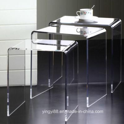 2018 Best Selling Acrylic Side Table with Beveled Edges