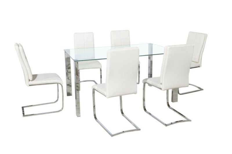 Wholesale Cheap Dining Furniture Restaurant Modern 4 Chairs Room Glass Dining Table Set