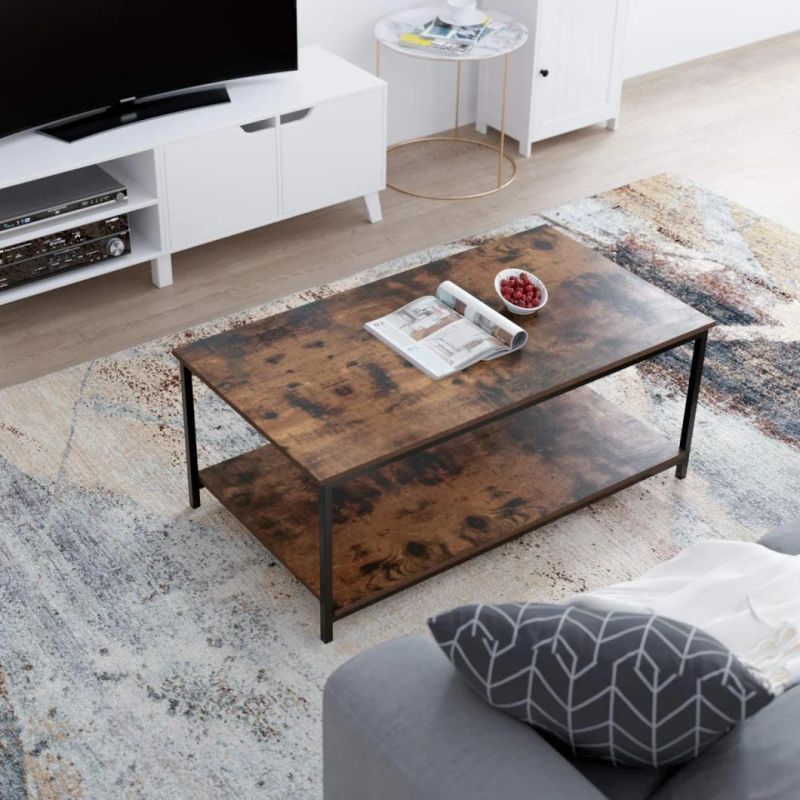 Hight Quality Metal Frame Modern Wooden Coffee Table