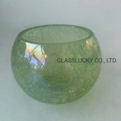 Hot Sell Unique Crack Pattern Glass Candle Holder for Home Decoration