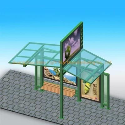 Tempered Glass LED Screen Outdoor Advertisement Bus Shelter Kiosk