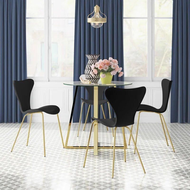 Nordic Design Modern Glass Dining Room Furniture 4 Chairs Tisch Meja Makan Round Glass Dining Table Set