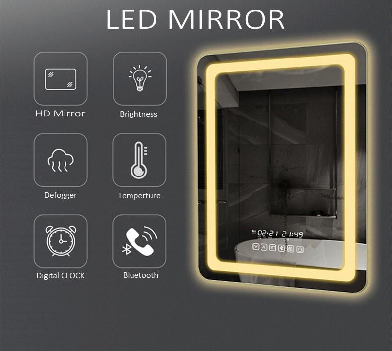 Hot Sale Hotel Wall Mounted Bath Decoration LED Make up Mirror with Defogger