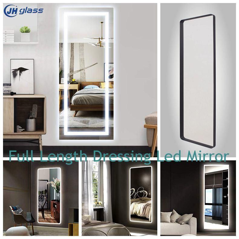 4mm Stainless Steel Frame Aluminum Frame Full Length Diamond Shape Wall Mirror Bathroom LED Mirror