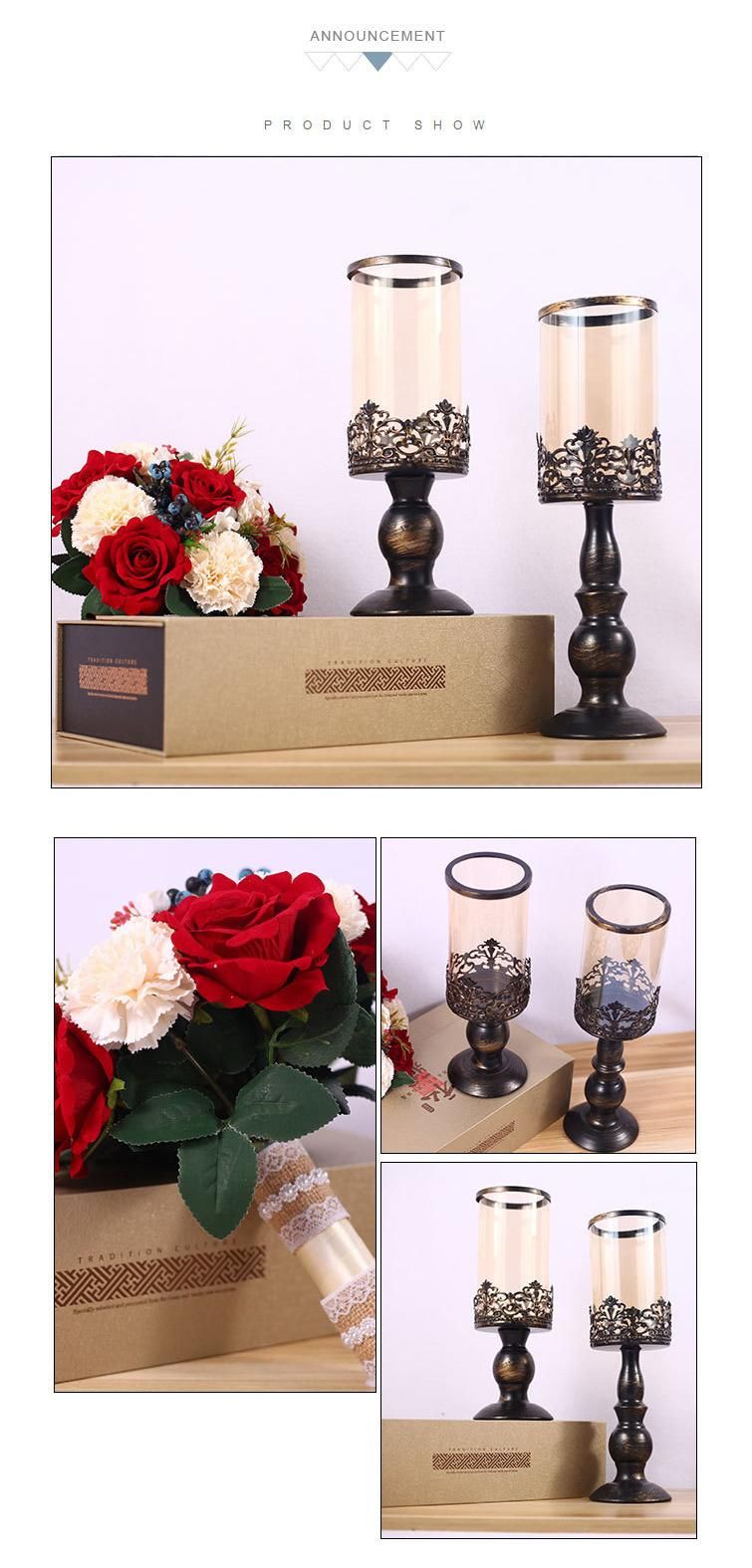 New Design Wedding Home Decoration Flower Arrangement Ornament Glass Metal Candle Holder