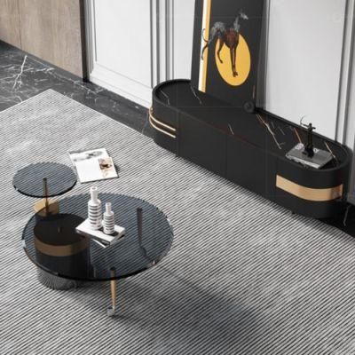 Multifunctional Steel Furniture Coffee End Table Set with Wheels