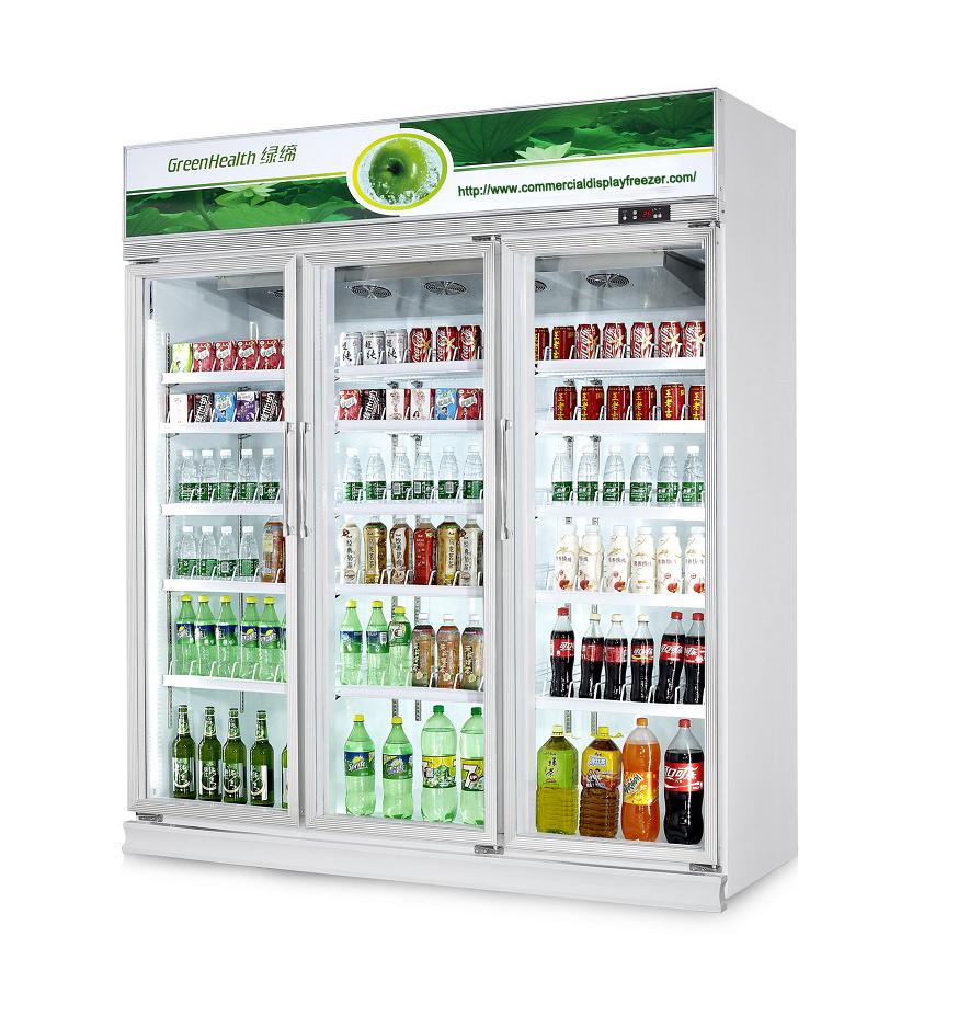 Supermarket Compressor Cooling Three Door Fridge Display Cabinet