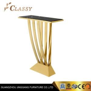Marble Top Console Table Lecture Speak Stage in Metal Base