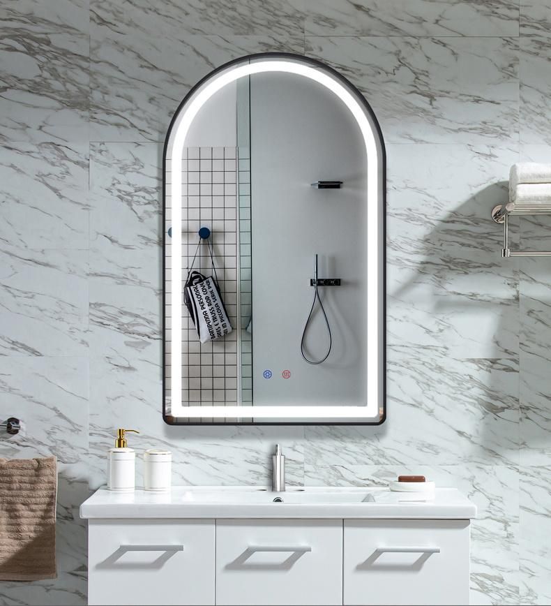 Arch Wall Silver Illuminated Decorative Smart Glass LED Bathroom Mirror