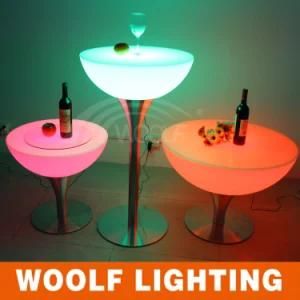 LED Glowing Oval Glass Top Round Dining Tables
