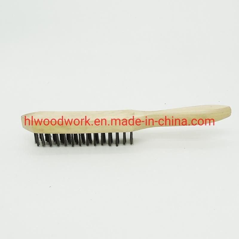 Brass Brush, Soft Brass Bristle Wire Brush, Wire Scratch Brush with Birchwood Handle Raw Wooden Handle 17cm