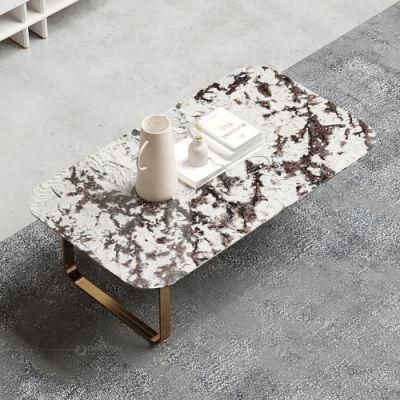 Modren Home Decor Golden Stainless Steel Base Marble Coffee Table