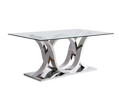 Mirro Polishing Silver Coffee Table Furniture with Clear Glass Top
