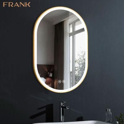 LED Mirror Framed Gold Bathroom Mirror for Home Hotel Bathroom