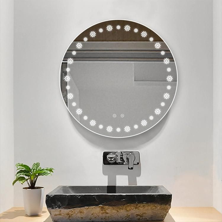 Flower Light Design LED Wall Bath Mirror for Home Interior Decor and Hotel