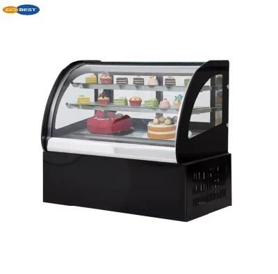 Curved Double Glass Air Cooled Cake Display Case Bakery Display Cabinet