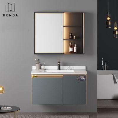 China Manufacturer European Luxury Design Marble Counter Top Bathroom Cabinet