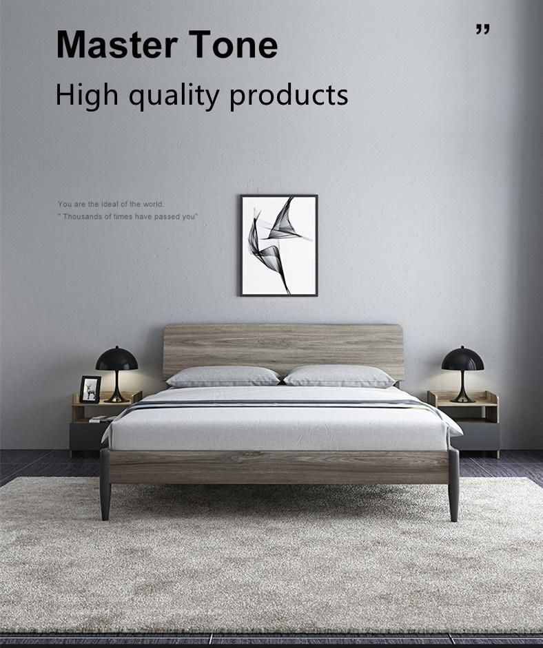 Chinese Factory Wholesale Bedroom Gray Color PU Leather Bedroom King Queen Size Beds
