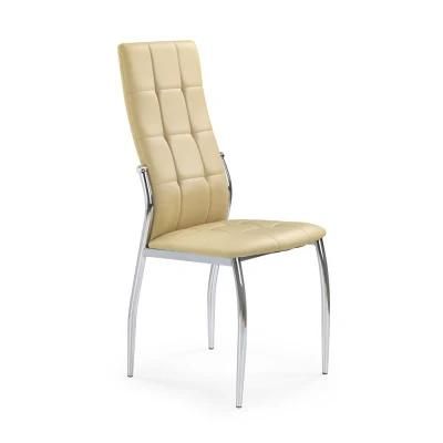 Modern Home Restaurant Wedding Furniture PU Leather and Chromed Leg Dining Chairs for Kitchen