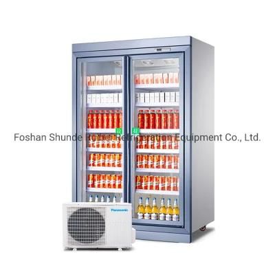 Multiple Door Beverage Drink Refrigeration Cooler Fridge Glass Display Showcase with Remote System