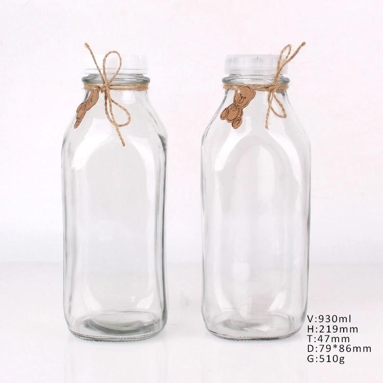 930ml 32oz Milk Glass Bottle with Cups Set in Wood Show Case Package