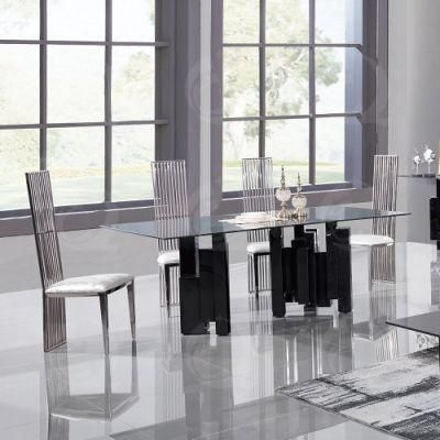 Modern Home Furniture Black Mirror Stainless Steel Dining Table