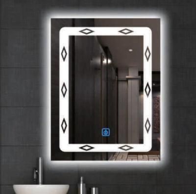 Household Items Silver Modern Square Glass Waterproof Customized LED Bathroom Mirror