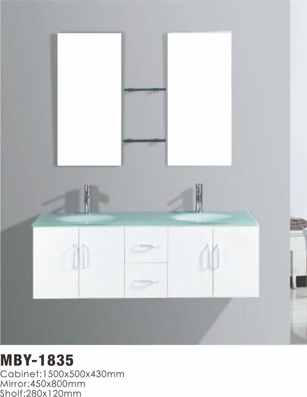 Double Sink MDF Veneer Melamine Bathroom Vanity Cabinets