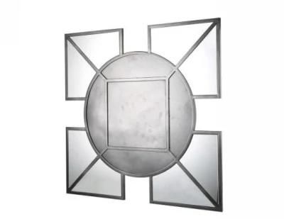 Round with Square Shape Decorative Wall Bathroom Cosmetic Mirrors with Metal Frame