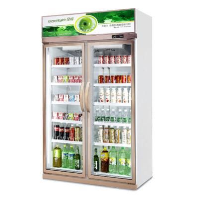 Glass Door Soda Refrigerator and Freezer Showcase for Hypermarket