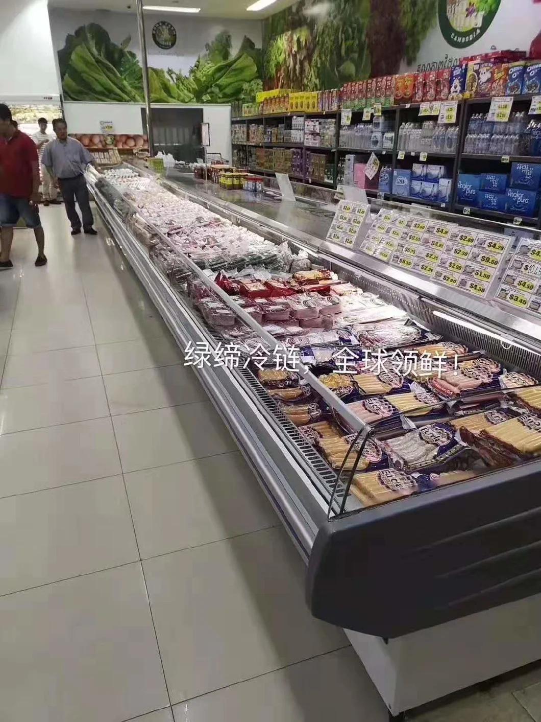 Commercial Open Type Meat Fish Display Cooler with Stainless Steel Cabinet