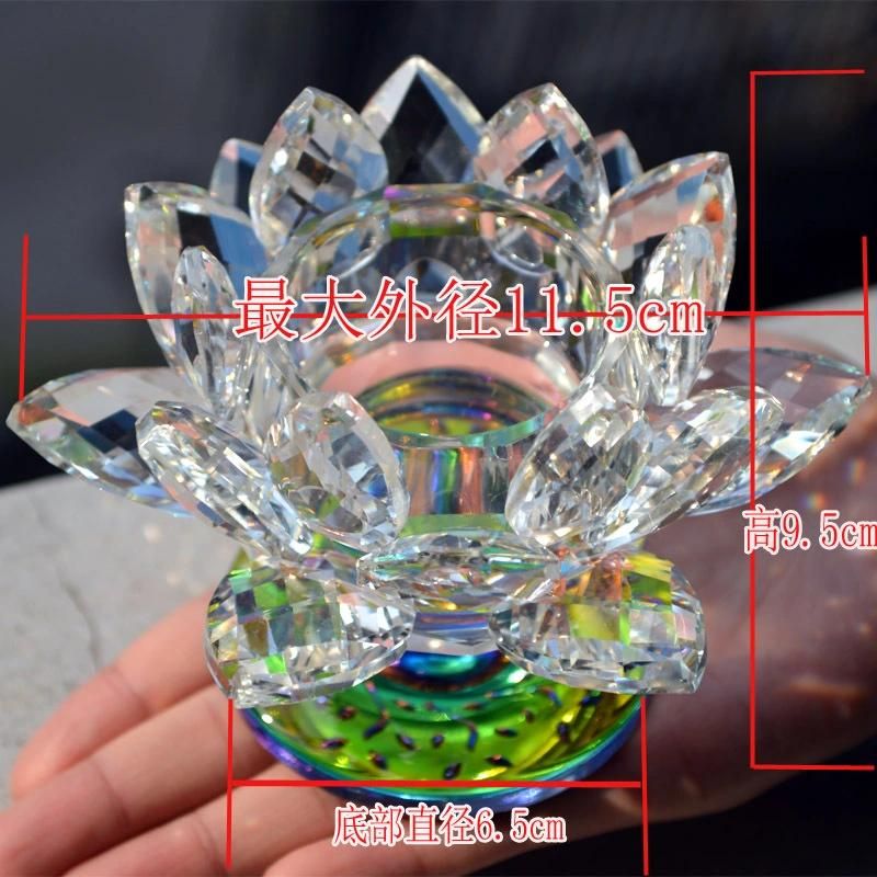 2016 New Design Colorful Crystal Lotus Glass Candle Holder