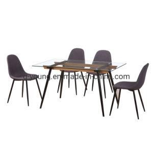 Restaurant Modern 6 Chairs Room Glass Dining Table Set