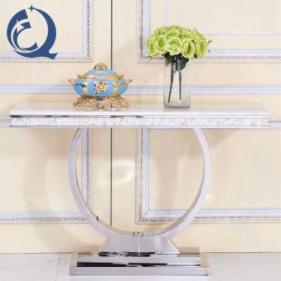 French Style White Marble Top Console Table