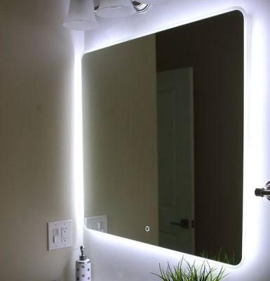 Frameless Wall Mounted Safety LED Bathroom Silver Mirror for Home Decoration