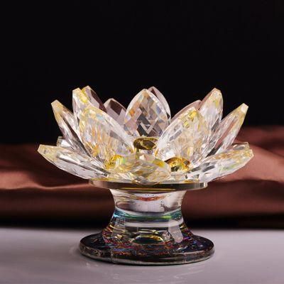 Crystal Lotus Candlestick Wedding Decoration Glass Flower Lotus