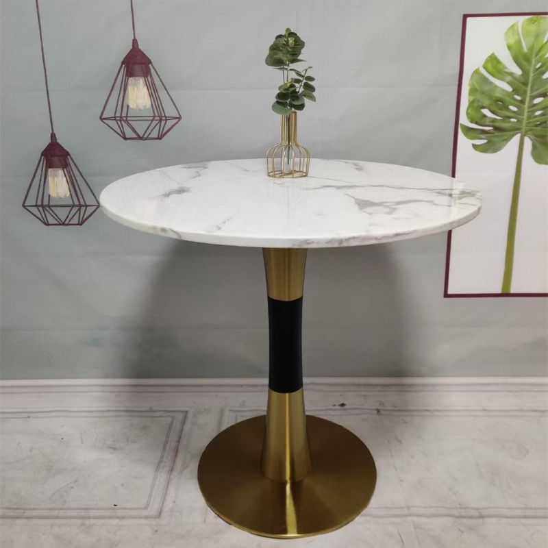 Professional Modern Design Golden Metal Frame Round Marble Top Coffee Tray Table