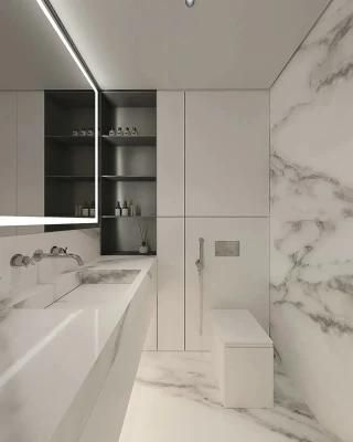 Popular Modern Wall Mounted Bathroom Vanity with Marble Vanity Top