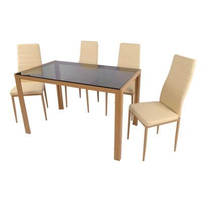 Cheap Dining Furniture Restaurant Modern 4 Chairs Room Glass Dining Table Set