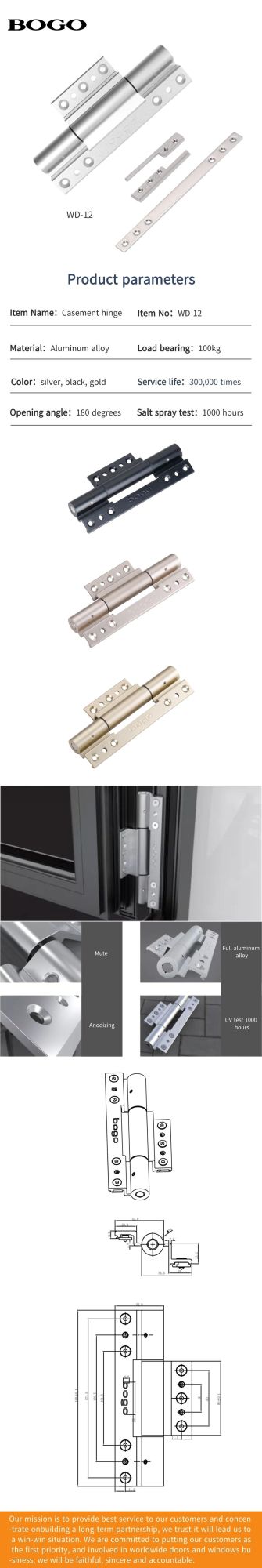 Furniture Door Hinges for Glass Adjustable Aluminum Door Hinge