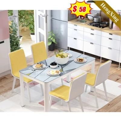 Factory Wholesale Contemporary White Glossy Marble Top Simple Style Kitchen Room Restaurant Furniture Dining Table