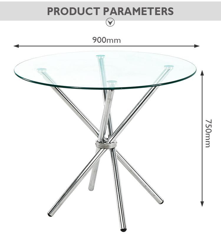 Modern Plexi Glass Mirrored Round Dining Room Table for Dining Room