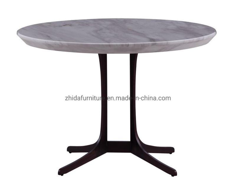 Modern Hotel Round Shape Marble Table Side Table with Metal Base