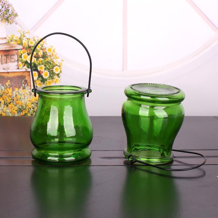 Colored Glass Hanging Candle Holder